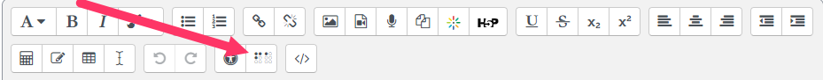 screenreader helper button highlighted on toolbar in Moodle